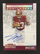 2019 Panini Contenders #RYA-BL Bryce Love Rookie of the Year RC ON-CARD AUTO /99. rookie card picture
