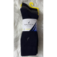 Nautica 5-Pair Men's Casual/Dress Crew Socks Size 6-12.5 Black/Blue/Gray