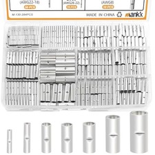 Non Insulated Butt Connectors Kit 26-6 Gauge Tinned Red Copper Butt 284PCS