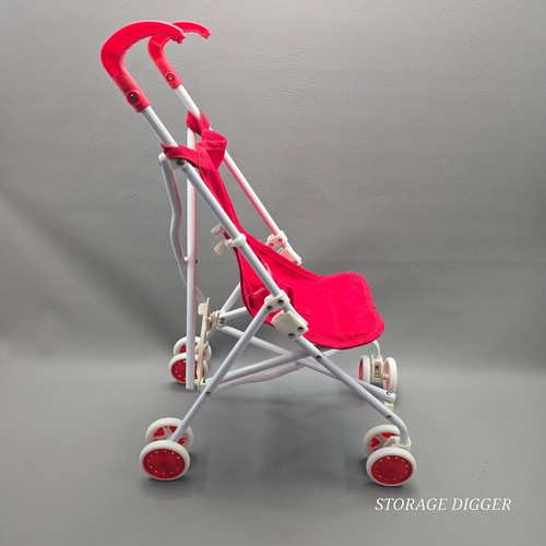 Vintage American Girl Bitty Baby Umbrella Bassinet Stroller Red Foldable Travel