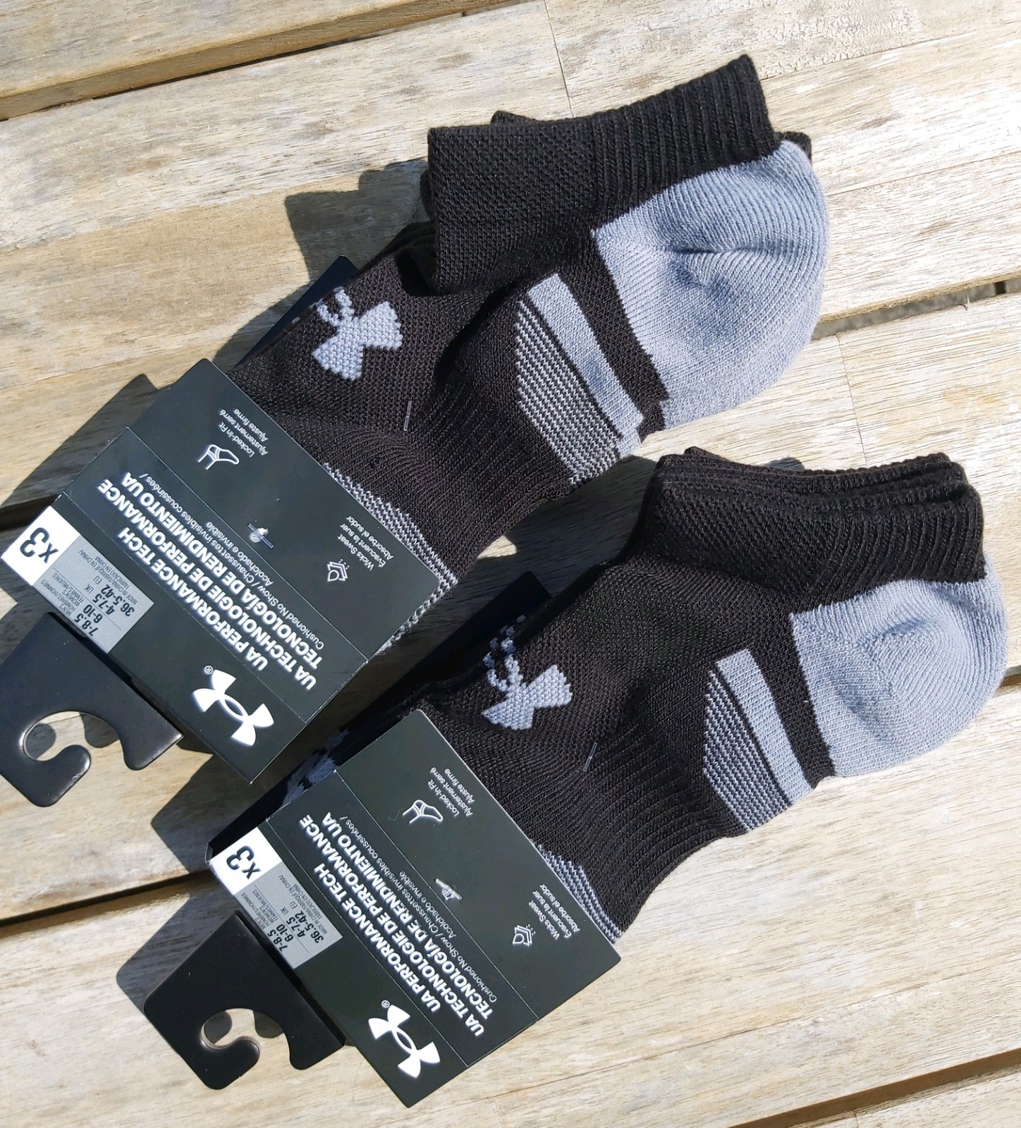 6 PAIRS :  4-7.5 UNDER ARMOUR TECH Black Cushioned NO SHOW Sports SOCKS 36.5-42