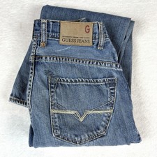 Vtg Y2K GUESS Jeans Boys 10 Med Wash Adjustable Waist Straight Leg Loose Baggy