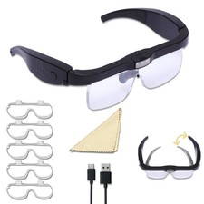 Professional Hands-Free Headset Magnifying Glasses with LED Black