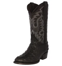 Mens Western Cowboy Boots Black Alligator Back Pattern Genuine Leather Round