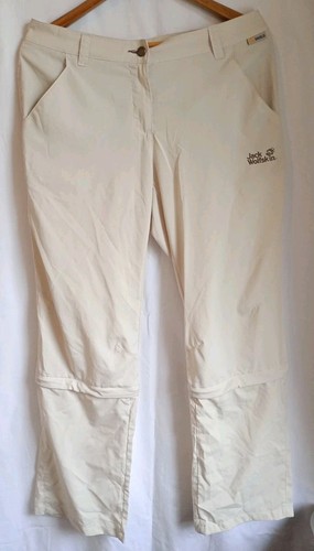 Jack Wolfskin Ladie's Convertible Hiking Trousers Cream UV Shield Size UK 12-14 - Picture 1 of 12
