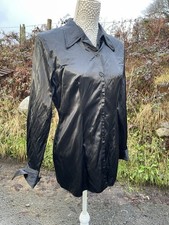 Shiny Slippery Satin Black Shirt Blouse Goth Long Sleeve Steampunk Witchy 14