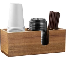 Acacia Wood Coffee Cup Holder for Countertop - Wood Coffee Bar Accessories an...