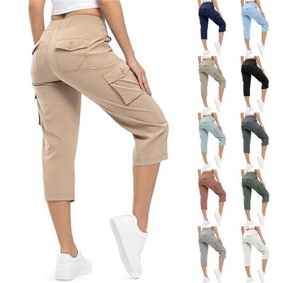 Damen Cargohose 3/4 Jogginghose Kurze Hosen Sommerhose Joggpants Bermuda DE