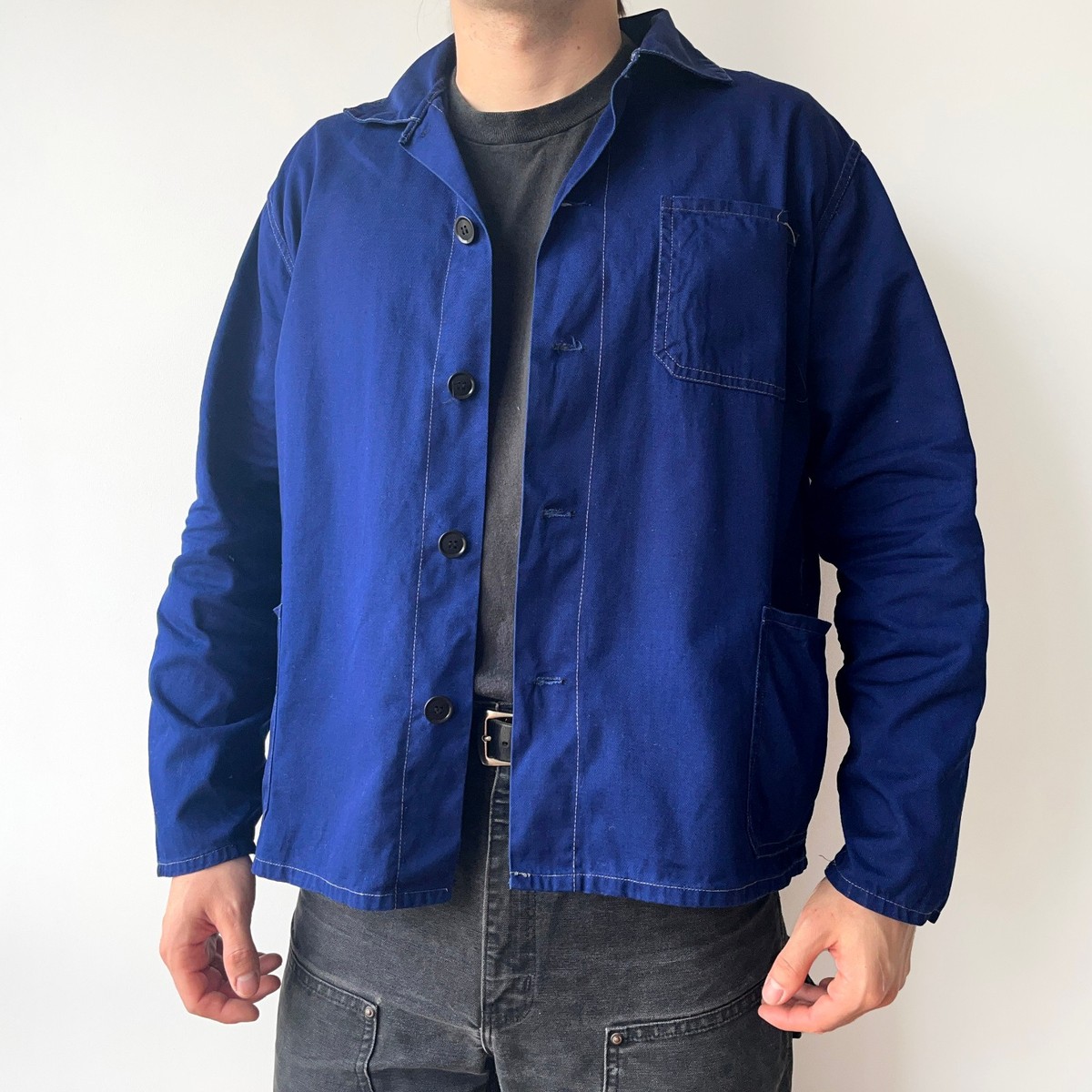70s Vintage French Workwear Sanfor Chinese Faded Twill Work Jacket