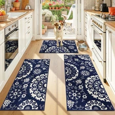 Kitchen Rug Sets of 3, Non Slip Kitchen Mats for Floor Washable Kitchen Runne...