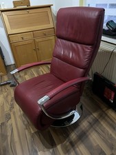 Relax Sessel Leder mit Motor In Bordeaux Rot Fernsehsessel