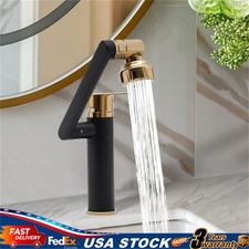 360 Rotating Kitchen Sink Tap Mixer Tap Bathroom Washbasin Mixer Faucet Black