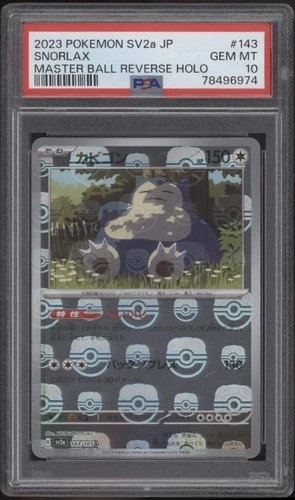 Snorlax Pokemon 151 Master Ball Reverse Holo Japanese #143 PSA 10