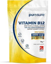 Vitamin B12 Tablets High Strength One Year Supply 365 Tablets 1000mcg Vegan