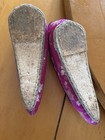 Pair Antique Silk Embroidered Chinese Lotus Childs Shoe Slipper Binding Pre 1900 — photo 6