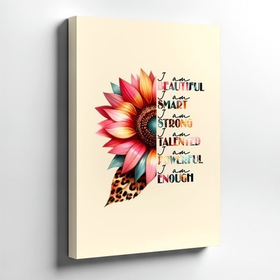 Wall Art Floral Sunflower Motivational Quote Poster Beautiful Smart Strong Print