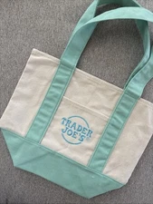 TRADER JOES Mini Canvas Tote Bag Limited Edition  spring green 