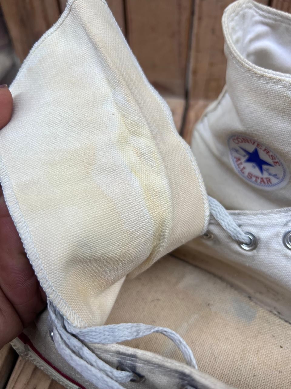VTG 🔥🔥Rare Chuck Taylor All Star Converse white cream Made In USA 12 uk  11 thumbnail 21