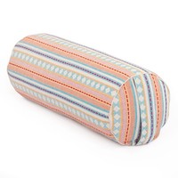 Yoga Bolster | Ethno Collection | Jacquard-Webstoff, Apricot-Hellblau Gemustert