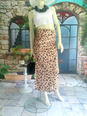 Stylischer Damen Midi Rock , ''Anschmiegsamer Leopard am Nachmittag '', Gr. M