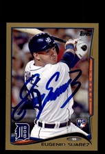 Signed Baseball Card Auto Eugenio Suarez 2014 Topps #US-96 Detroit Tigers Gold