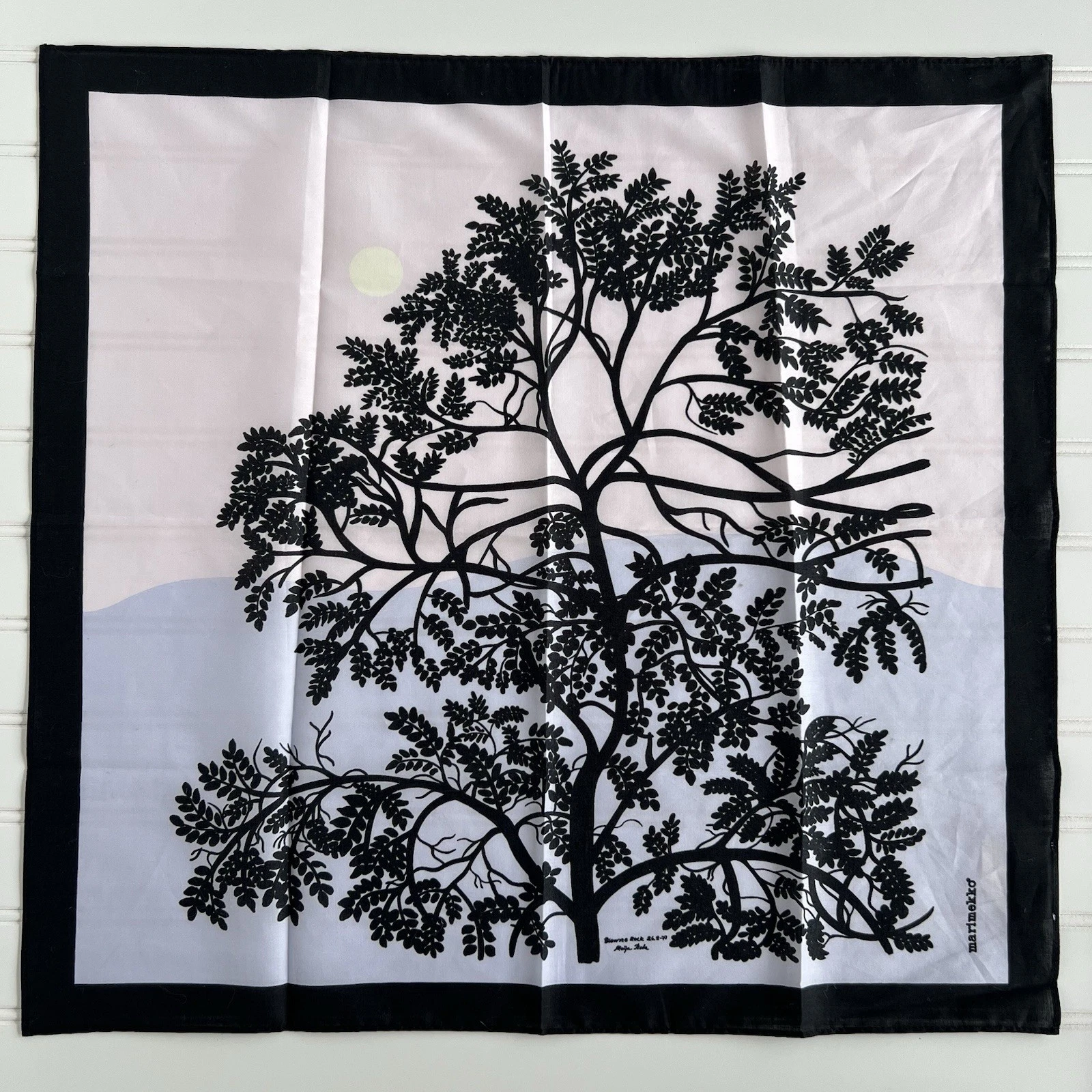 Marimekko Maija Isola Cotton Scarf ~21” x 21” Handkerchief Blowing Rock ‘77 Tree
