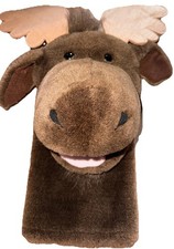A A Moose Hand Puppet Plush Brown Stuffed Animal Pretend Play Realistic 14  