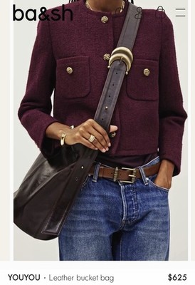 Brown Ba&sh Leather Bag with Gold Buckle and Adjustable Strap NWT Free Shipping
