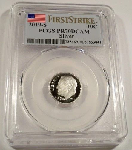 2019-S 10c SILVER PCGS PR70DCAM ROOSEVELT DIME FIRST .999 FINE PROOF DEEP CAMEO