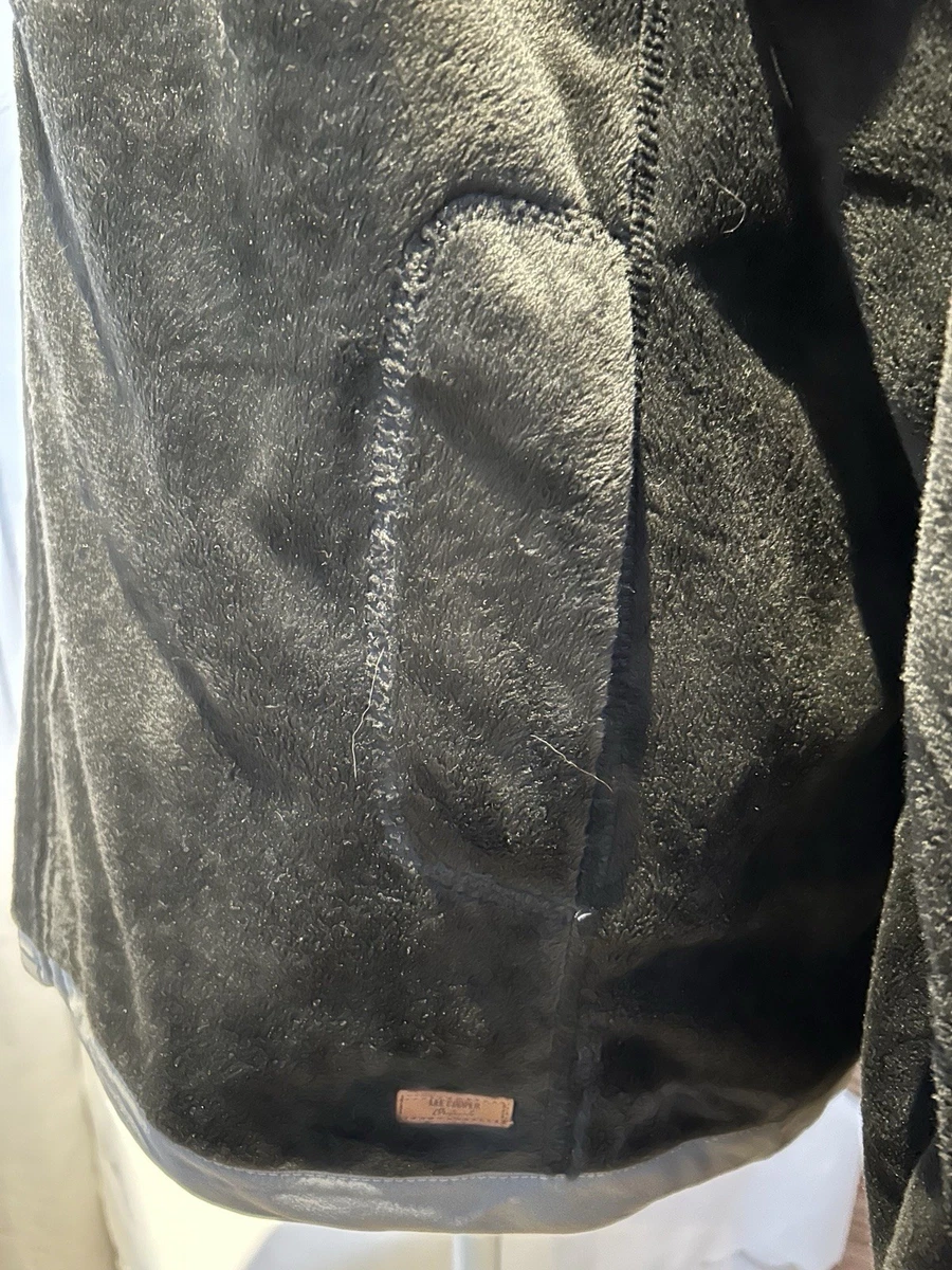 LEE COOPER Originals ~ Sudadera con capucha de terciopelo suave negra/gris con cremallera ~ L ~ NUEVA