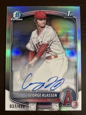 2025 Bowman Chrome - George Klassen Refractor Auto 1st 37/499 Angels *READ*