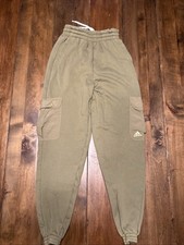 Adidas Originals Women's Cargo Joggers Size 2XS Green Trefoil Fleece Sweatpants