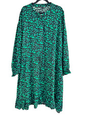 BRAND NEW GEORGE GREEN & BLACK ROUND NECK FLORAL DRESS WITH TIES - SIZE 24!!