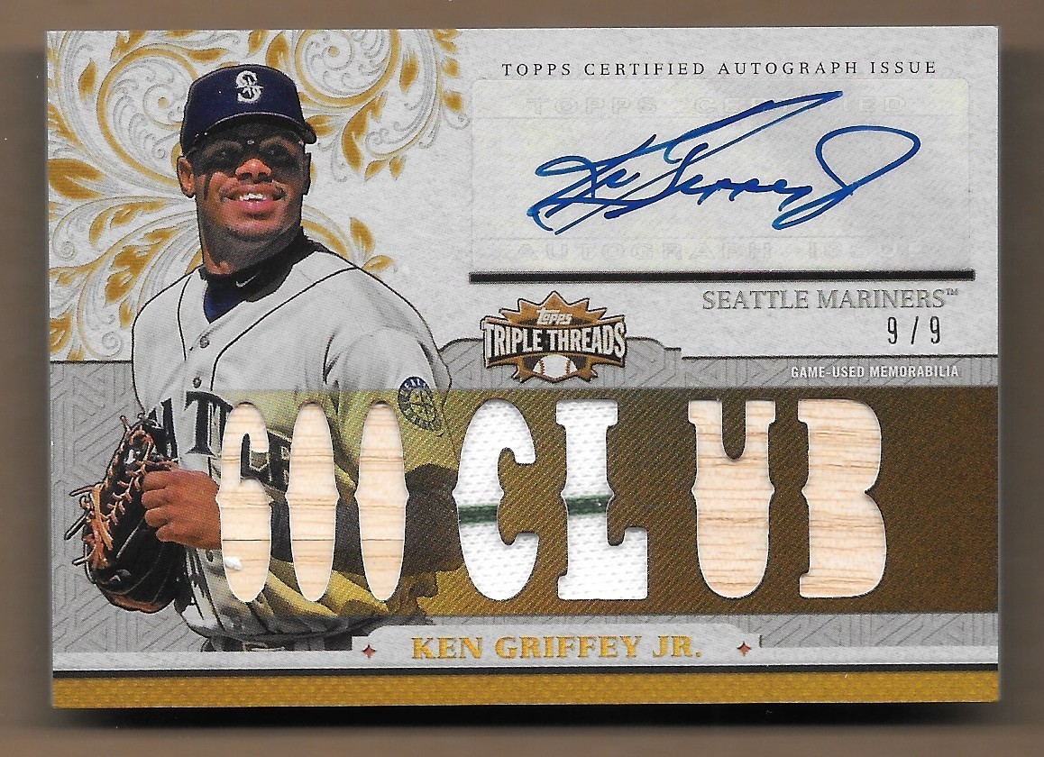 2014 Topps Triple Threads Ken Griffey Jr Auto GameUsed BAT and Jersey Relic #9/9