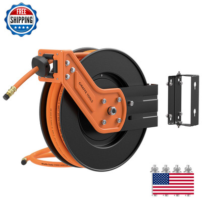 Giraffe Tools Ta15 Retractable Air Hose Reel Swivel 3/8 X 50 Ft Hybrid Hose Max
