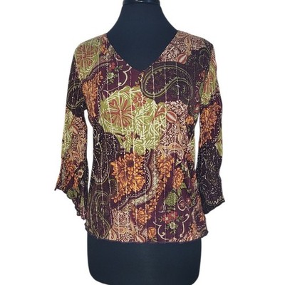 VTG USA Made Textured Tunic L Metallic Witchy Fairycore Romantic Soft Goth Art