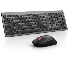 Silent Wireless Keyboard Mouse Combo Ergonomic with 5 DPI Mouse Grey
