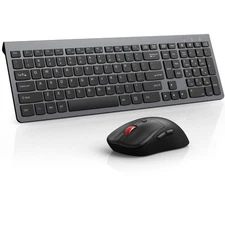 Silent Wireless Keyboard Mouse Combo Ergonomic with 5 DPI Mouse Grey