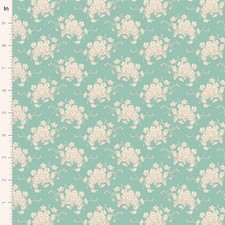 TILDA - Sunday Brunch - White Flower - Teal 1/4yd