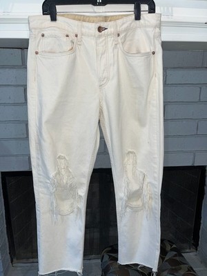 RAG & BONE ROSA MID-RISE BOYFRIEND ORGANIC COTTON BUTTON UP HOLY JEANS 28''