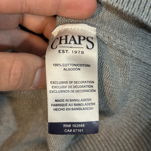 Chaps Ralph Lauren Sweater Men Small Gray USA American Flag Preppy Old Money Y2K - Picture 7 of 11