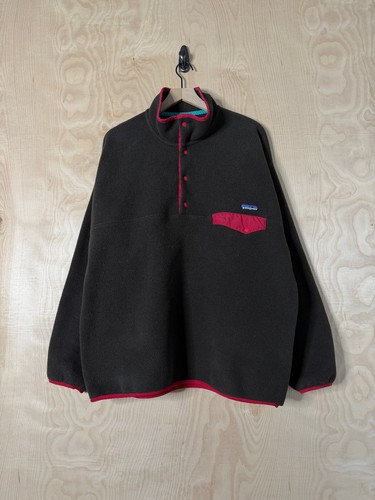 Patagonia Sychilla Brown Polyester Fleece Snap T Pullover Sweatshirt size XL