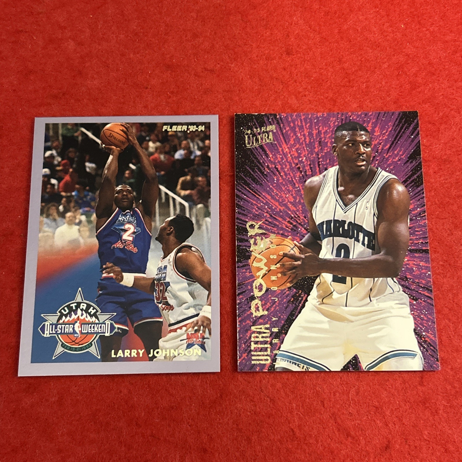 Larry Johnson - 1993-94 Fleer All-Stars #4 & 1994-95 Ultra Power #3 Inserts
