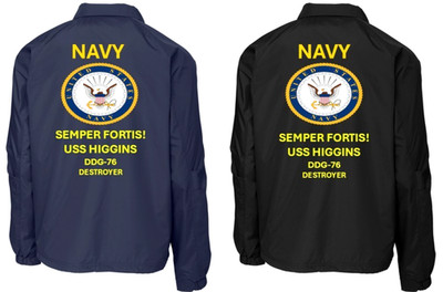 USS HIGGINS  DDG-76 * DESTROYER* COACHES JACKET. NAVY OFFICIAL LICENSE