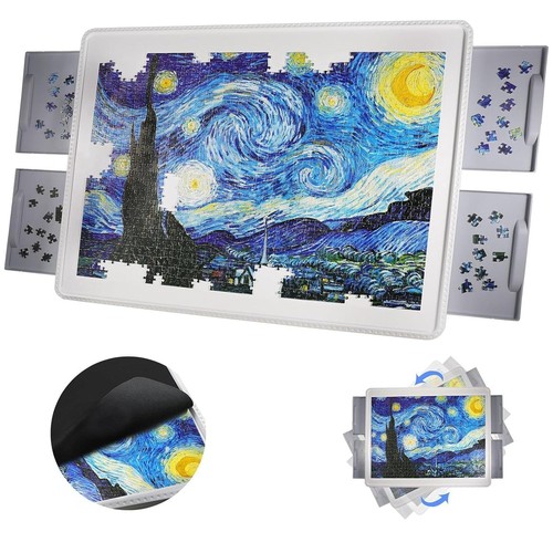 STAOOF Puzzle Board, 1500 Pieces Plastic Rotating Puzzle Table with Drawers a... - Picture 8 of 8