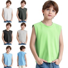 Kids Boys Tee Running Tank Top Exercise Shirts Fitness Sleeveless Lightweight