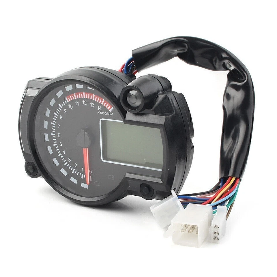 LCD Digit 15000rpm Motorcycle Speedometer Tachometer Gauge Odometer Universal - Image 4 of 4