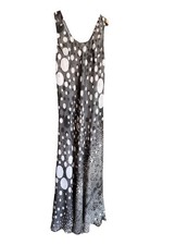 Vintage Women’s S Regular Black & White Polka Dot Sleeveless Maxi Dress