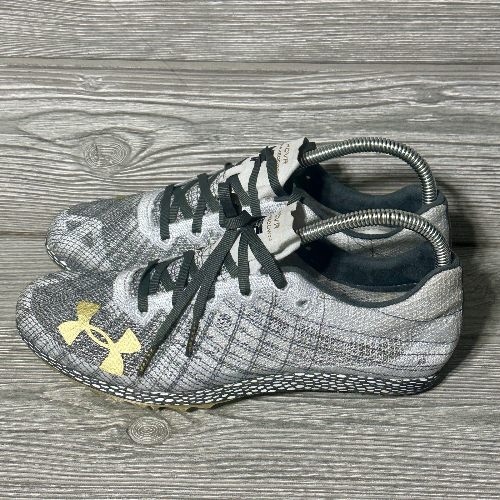 UNDER ARMOUR UA HOVR Shakedown Track Field Racing Spikes Halo Grey Men's Size 8 thumbnail 4
