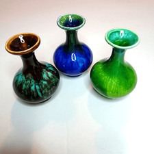 Set of Three Ceramic Miniature Vases Made in Japan